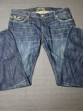 Authentic Robin's Jean Distressed Dark Blue Straight-Leg Jeans 40/36